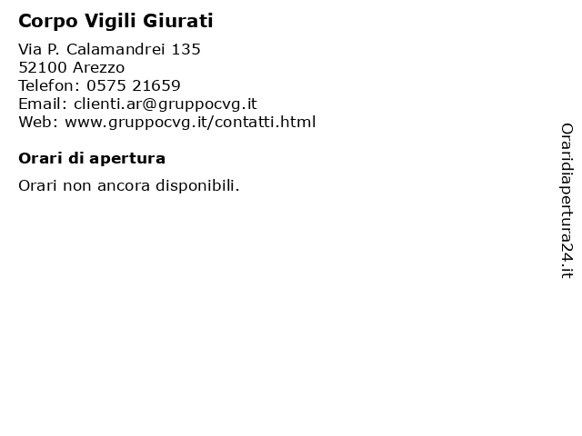 Orari di apertura Corpo Vigili Giurati Via P. Calamandrei